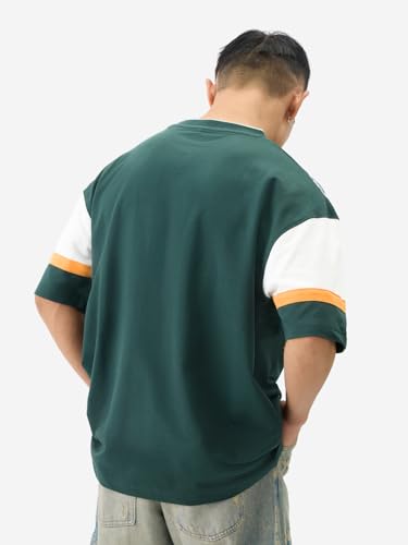Image of The Souled Store Official Disney: Speed Racer Men and Boys Short Sleeve Round Neck Green Graphic Printed Cotton Oversized T-Shirts