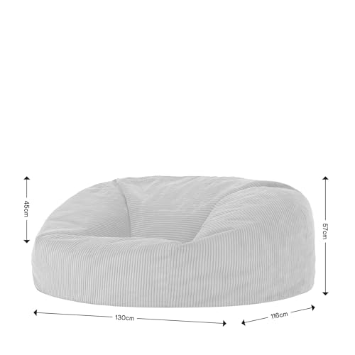 Icon Soul XXL Sitzsack Sofa für Erwachsene, Beige, Flauschiger Cordtstoff, 2 Sitzer, Bequemer Bean...