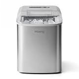 H.Koenig Macchina del ghiaccio KB14, 12 kg in 24 ore, 2 formati di cubetti, automatico, compatto, silenzioso, serbatoio 2,1 l, cubetti pronti in 10-13 minuti, paletta per ghiaccio, silver, 120W