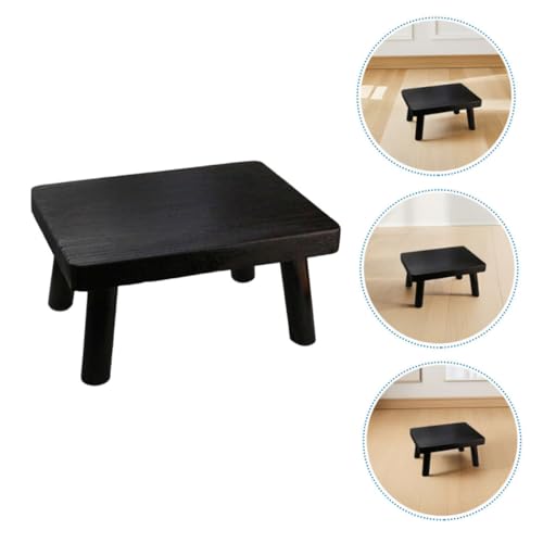 Taburete rectangular Cabilock de madera negra estilo japonés para sala de té 8