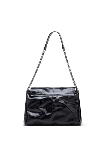 Leather Shoulder Bag with Chain Strap, Classic Flap Design, Available in Black and White4