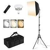 AQIRUI Softbox Set mit Erinnerungsfunktion, Einstellbarer 40x40cm Softbox Licht mit 3000-6500k LED,Fernsteuerung und 150cm Stativ für Studio Professionelle Fotografie, Live- und Videoaufnahmen