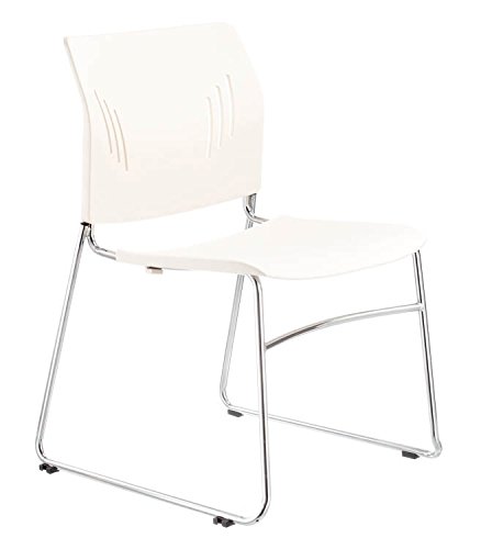 Stackable Reception Chair, Multi-Purpose Armless Chair, Chrome Frame & Black Back and Seat, Superior Lumbar Support (3080BLK)