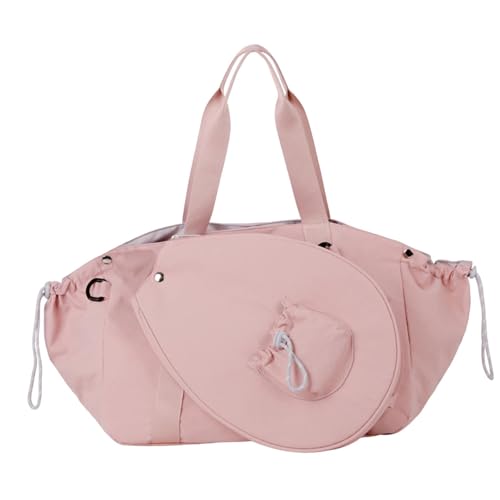 Yiju Badminton Racket Bag Racquet Shoulder Bag Waterproof Large Professional for Women Stylish Nylon Racquet Cover Sports Handbag, Pink