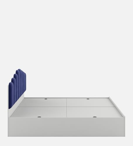 Image of Castle Queen Size Box Bed, Engineered Wood, Blue Finish | Modern & Space-Saving | Knock-Down Delivery