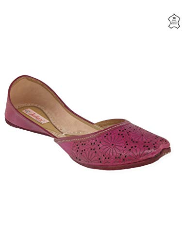 Image of Fulkari Women Cutwork Casual Genuine Soft Leather Jutis | Bite and Pinch Free Juttis | Punjabi Jutti | Girl's Office Flat Ladies Mojari | dailywear Ethnic Juti |