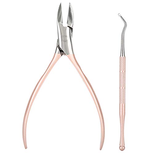 QANYEGN Professional Thick Ingrown Toenail Clippers, Nail Clippers, Heavy Duty Nail Clippers for Salon Manicure and Other Places(Two-Piece Set - Rose ld)