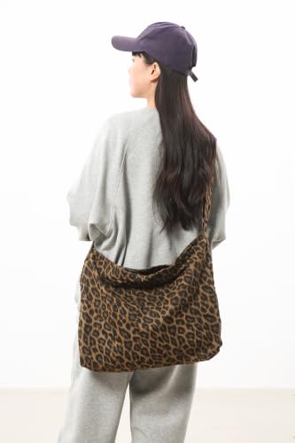 Image of Cotton Tote Handbag Women Canvas Crossbody Beach Bag Hobo Shoulder Tote Bag with 3 External Pocket,Zipper Closure