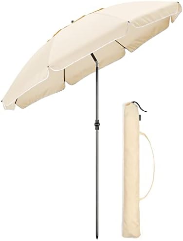 Christow Portable Beach Parasol Tilting Garden Sunshade Umbrella UV Resistant 2m