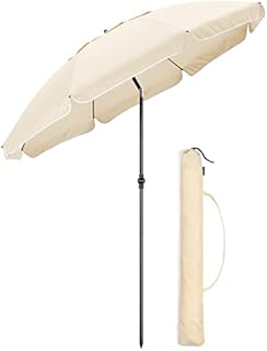 Christow Portable Beach Parasol Tilting Garden Sunshade Umbrella UV Resistant 2m
