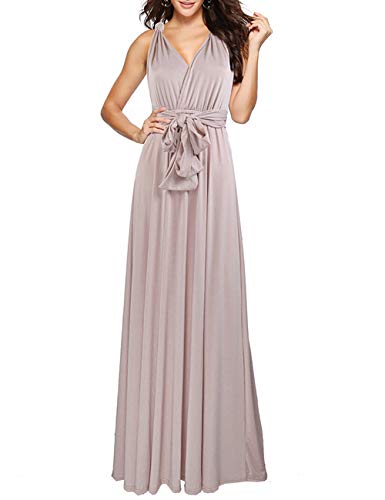Image of Sexyshine Women's Backless Gown Dress Convertible Multi-Way Wrap Halter Cocktail Dress Bandage Bridesmaid Long Dresses