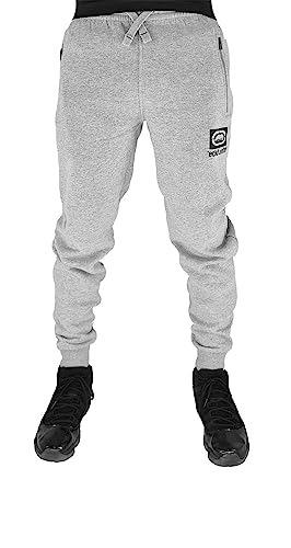 Ecko Unltd. Pantalones deportivos Urban Cotton con logotipo impreso para hombre, negro, gris, gris carbón, gris, M