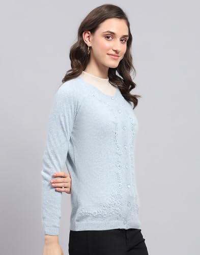 Image of Monte Carlo Women Regular Fit Full Sleeve Solid Round Neck Winter Cardigan (Pack of 1)