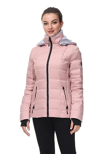 SLOW DOWN Women Down Puffer Jacket Warm Hooded Winter Down