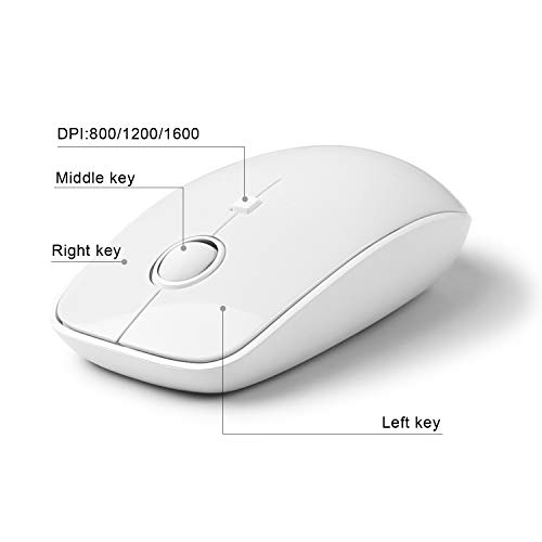 Image of FOPETT Wireless Keyboard and Mouse Combo, 104 Keys Full-Sized 2.4 GHz Round Keycap Colorful Keyboards, USB Receiver Plug and Play, for Windows, Mac, PC, Laptop, Desktop (White)
