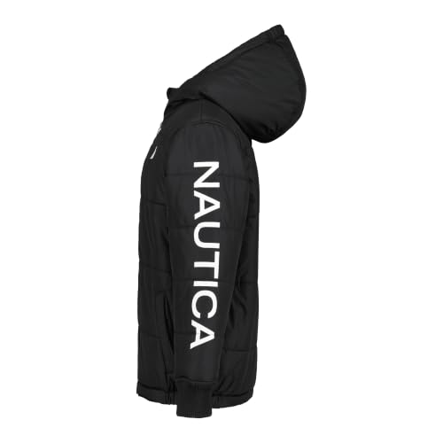 Image of Nautica Boys' Heavyweight Hooded Bubble Jacket With Polar Fleece Lining