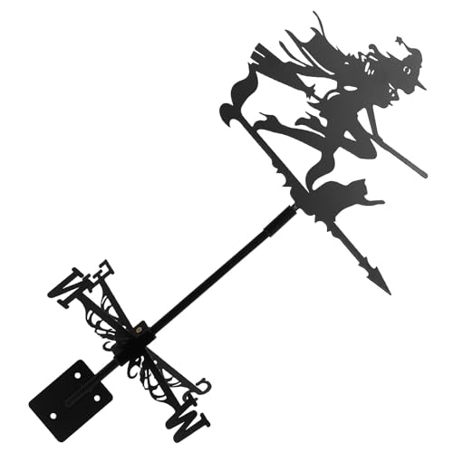 DECHOUS Wetterfahne Hexe aus Edelstahl Dekoratives Meteorologisches Instrument Windrichtungsanzeigende Metallfahne für Dach und Gartendekor DECHOUS Wetterfahne Hexe aus Edelstahl Dekoratives Meteorologisches Instrument Windrichtungsanzeigende Metallfahne für Dach und Gartendekor