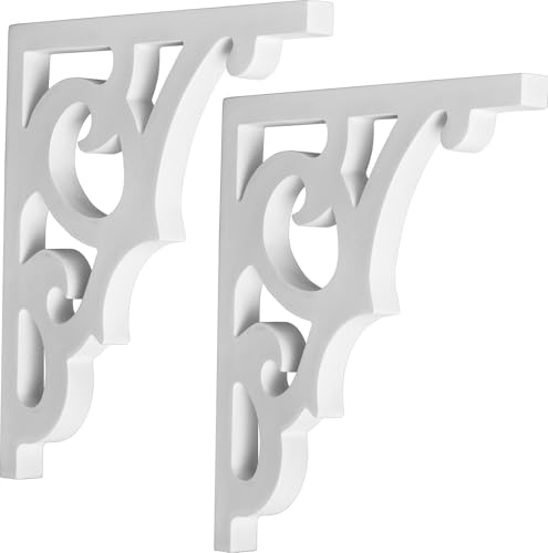 Image of Briwooody 2 Pcs Unfinished Paintable Corbels Bracket for Doorway Countertop Home Cabinet Bookshelves Furniture Support PU (7 /8 W X 11 D X 12 Inch H,Victorian Style)
