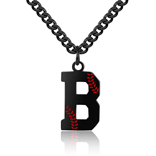 AIAINAGI Baseball Initial Letter Necklace
