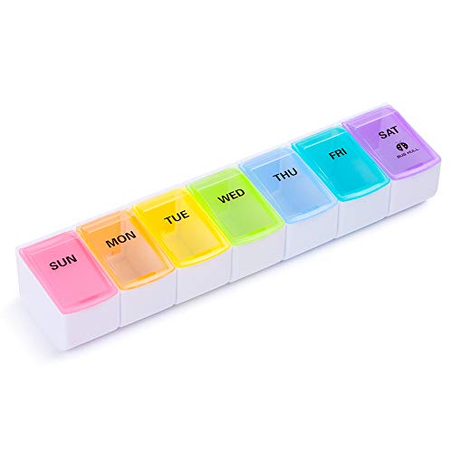 BUG HULL 7 Day Pill Organizer Detachable, Weekly Pill Case, Pill Box for Pills Vitamin Fish Oil Supplements