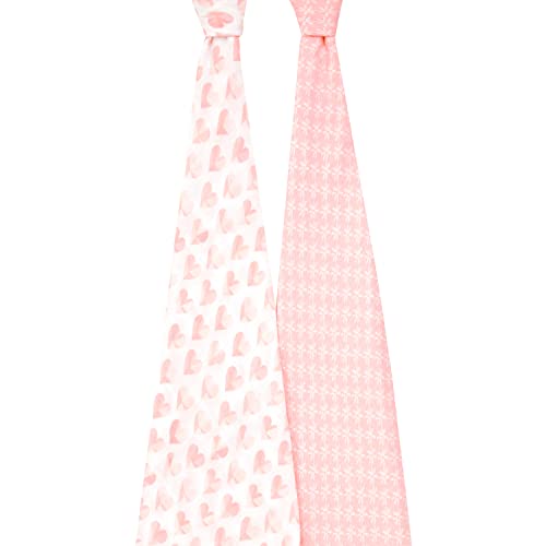 Image of aden + anais Swaddle Blanket, Boutique Muslin Blankets for Girls & Boys, Baby Receiving Swaddles, Ideal Newborn & Infant Swaddling Set, Perfect Shower Gifts, 2 Pack, Piece of My Heart