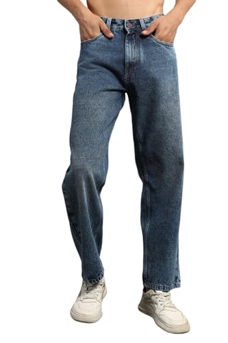 Hubberholme Herren Sommer Baumwolle Relaxed Fit Mid-Rise Jeans, Blau3, 44