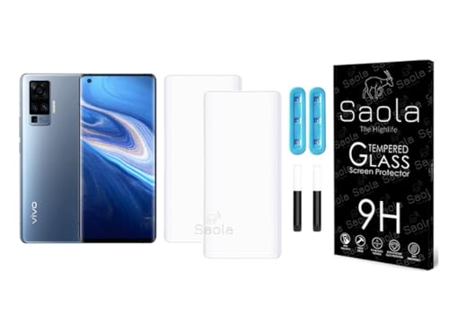 Image of Saola Curved UV Tempered Glass For Vivo X50 Pro. Comes With UV Light & Glue For Finest Pasting. Edge To Edge Protection With Case Friendly Fit. (Pack Of 2)