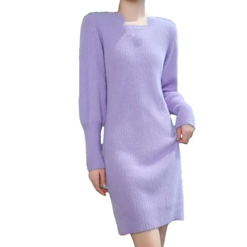 Robe longue en tricot col rond pour éviter le froid sans perdre son élégance