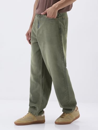 Image of Urbano Fashion Men's Loose Baggy Fit Heavy Washed Jeans Non-Stretchable