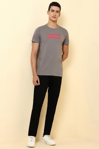 Image of Allen Solly Men's Round Neck T‑Shirt | Regular Fit | Soft Cotton | Chest Logo Print | Casual Everyday Wear