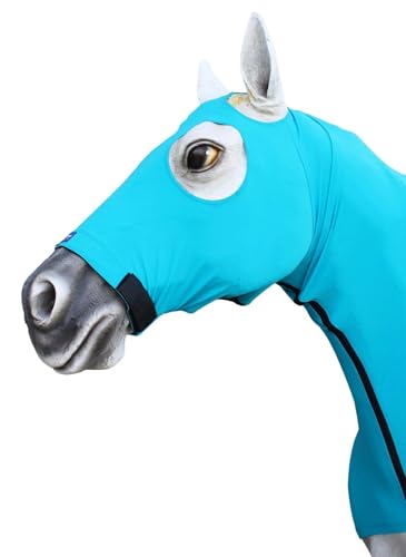 Image of Medium Horse Comfort Stretch Spandex Neck Hood Mane Turquoise 521MW04TR