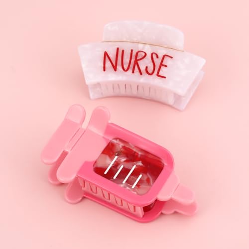 Nurse Cap Hair Claw Clip with Syringe Hair Clip Claw Set of 2 for Women Gift
