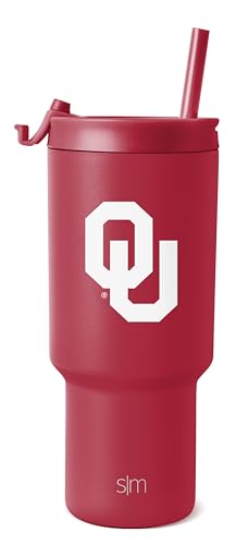 Image of Simple Modern Oklahoma Sooners Tumbler with Straw | 30oz | Collegiate | Trek Officially Licensed University of Oklahoma Insulated Water Bottle, Travel Mug | Football Gift for Men, Dad, Him, Her