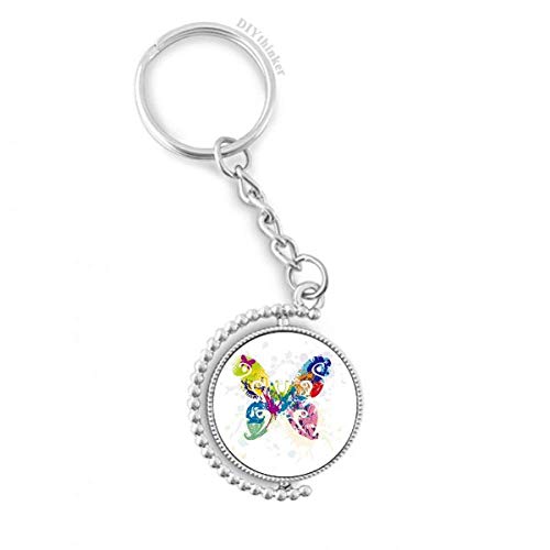 Llavero giratorio mariposa con finos patrones florales y un resistente anillo Pilgrim