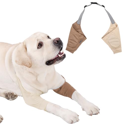 Image of Dog Elbow Protector - Dog Sleeves for Wounds Front Legs, Keep the Elbow Wound Clean, with Inner Padding to Protect the Elbow Joint, Cone Collar Alternative to Stop Licking Wounds (Beige Brown,XL)