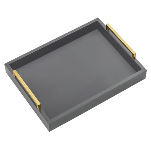 Plateaux de Service de 40,6 x 30,5 cm avec poignées, Plateau de Service décoratif Noir, Plateau Ottoman, Salon, Salle de Bain et Plateaux décoratifs...