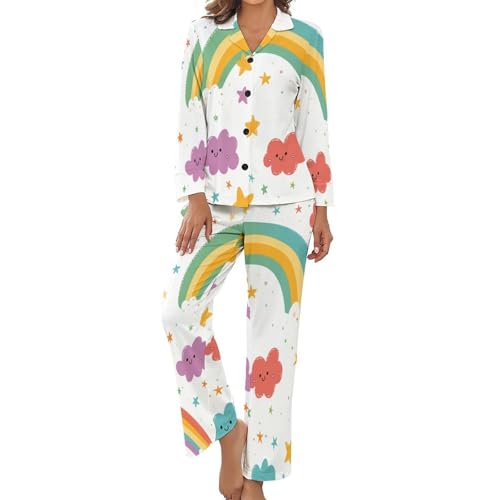 Pyjama femme printemps été imprimé étoiles vêtement de nuit 2 pièces
