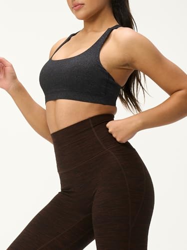 Image of Women's Strappy Sports Bras Light Compression Crop Criss Cross Back Padded Workout Yoga Bra Supportive U Neckline