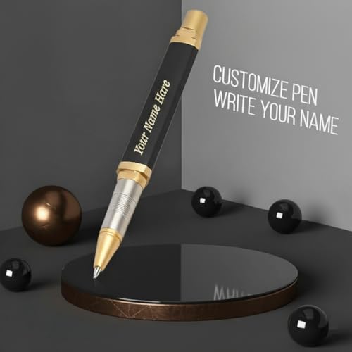 Image of Roshfort Luxury Pen - Customized Personalized Pens with Company Name Logo - Elegant Writing Instrument for Corporate Gifts. WhatsApp +91 9631056748 (Classic Gold Black)