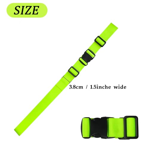 Image of MAGARROW 1.5 inch Utility Luggage Straps with Buckle Adjustable, 4-Pack (Neon Green, 1.5 in x 4.5 ft)