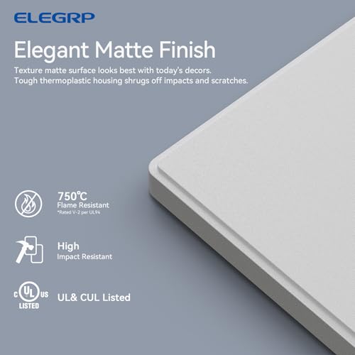 Image of ELEGRP 4-Gang Screwless Decorative Wall Plates, Mid-Size Unbreakable Thermoplastic Faceplate Cover for Decorator Receptacle Outlet Switch, UL Listed (5 Pack, Matte White)