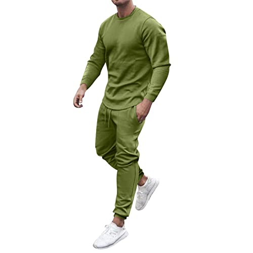 Ensemble 2 pièces homme en vert XXXL avec sweat col en O et pantalon de sport