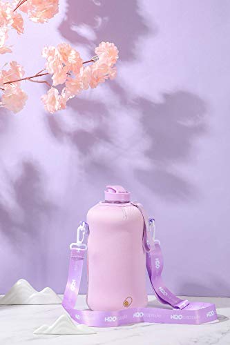 H2O Capsule 2.2L Half Gallon Water Bottle with Storage Sleeve and Covered Straw Lid – BPA Free Large Reusable Drink Container with Handle - Big Sports Jug, 2.2 Liter (74 Ounce) Lilac