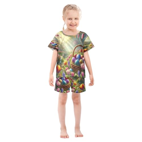 Easter Eggs Pajama Set Short Sleeve Summer Pajamas Shorts Sets PJ Clothes Set Soft 5Y3