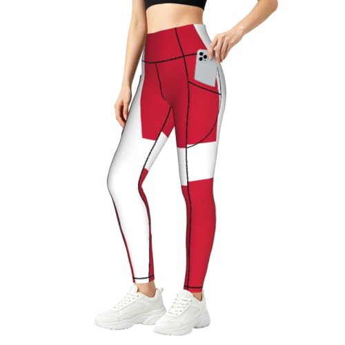 Leggings con estampado de bandera danesa para entrenar por la mañana y pasear por la tarde con estilo