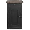 Signature Design by Ashley Tyler Creek Rustic Chair Side End Table with Pull-Out Tray & USB Ports, Brown