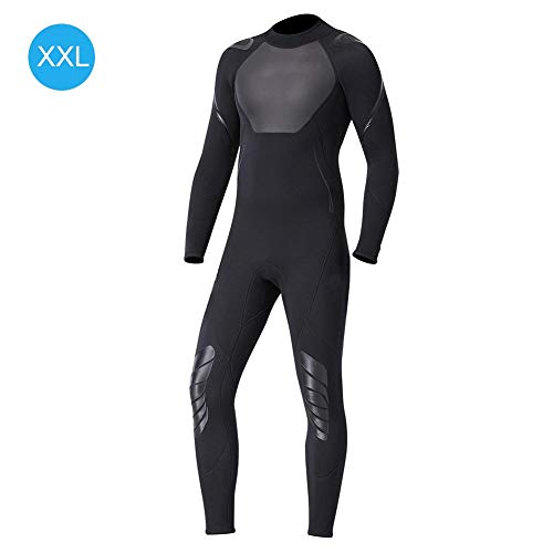 Keenso Traje de Buceo, WS-19491 Warm 3mm Hombres Mujeres Traje de una Pieza de Neopreno de Manga Larga Neopreno(M-Hombres Negro)