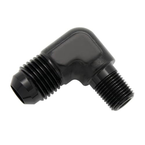 Codo AN6 macho a rosca 1/8 NPT en aluminio anodizado negro con flujo optimizado 4