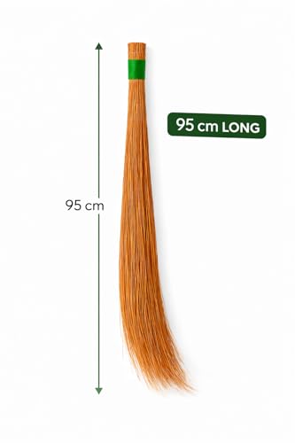 Image of 1 pic Heavy Duty Coconut Broom Coconut Fiber Jhadu for Floor Cleaning Strong Durable 95 cm Long Natural Bamboo Handle Eco Friendly 400 Gram Cleaning Jhadu for Wet Floor Outdoor Garden Home Use