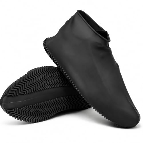 Image of Silicone Waterproof Shoe Covers for Men & Women | Reusable Non-Slip Rain Shoe Protector | Stretchable Overshoes for Rain, Mud, Snow, Hiking & Outdoor Use